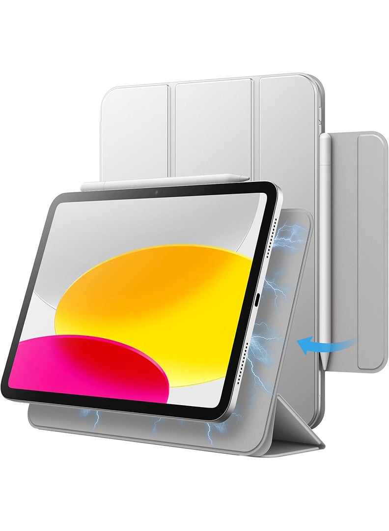 ثيودور جراب مغناطيسي لجهاز iPad (A16) الجيل الحادي عشر (2025) مقاس 11 بوصة، متوفر أيضًا كغطاء لجهاز iPad 11/الجيل العاشر (2022). يتميز الجراب بتثبيت مغناطيسي مريح وخاصية التشغيل/الإيقاف التلقائي. متوفر باللون الرمادي. - Image 1